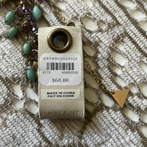 Turquoise and Amethyst Stone Beaded Boho Collar Necklace by Anthropologie - NWT - Picture 6 of 8